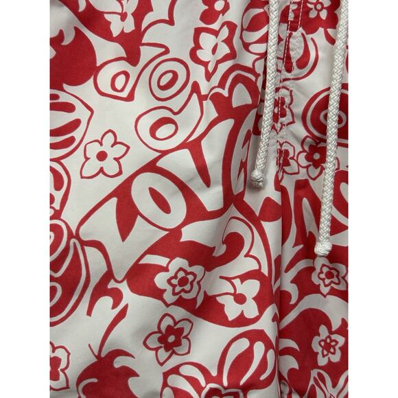 Soobaya Swim Short Mens Size XXL Trunks Red Floral Love Lined Pockets Beach - Picture 6 of 8